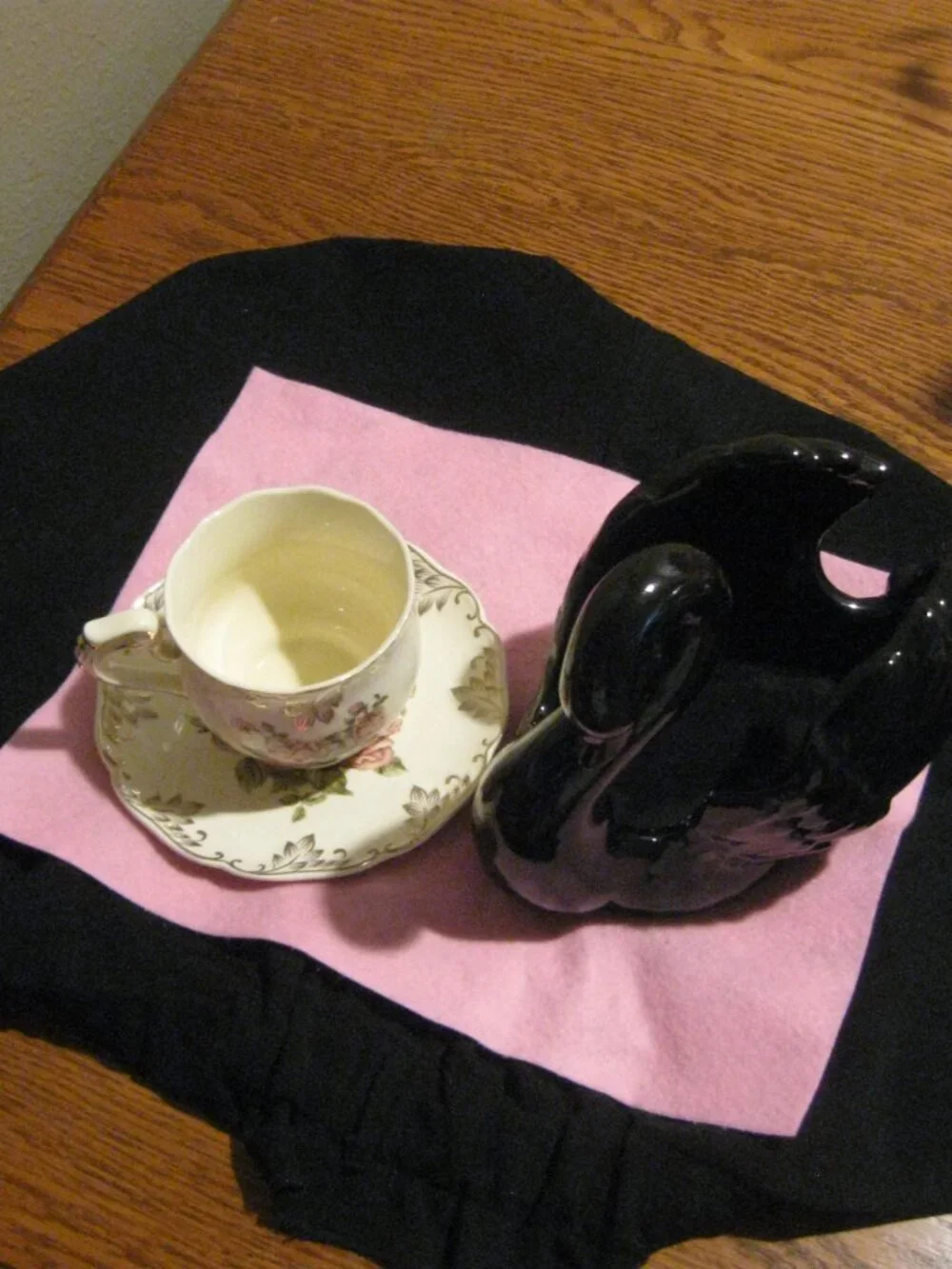 Black MCM Ceramic Swan Planter by Formco USA